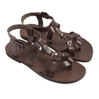 Made In Italy | Men's Gladiator Sandals In Genuine Leather And Brown Leather