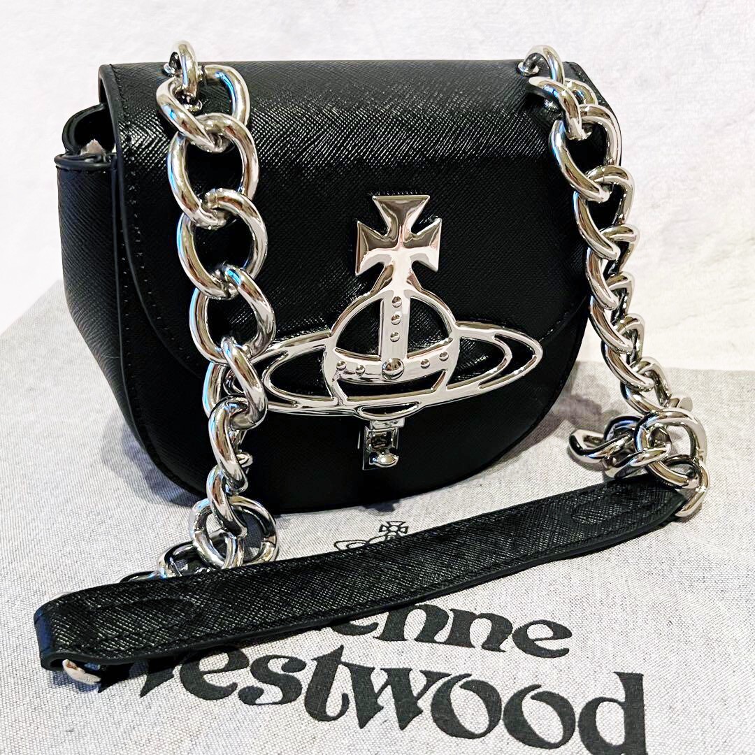 Vivienne Westwood Big Orb Chain Strap Leather Shoulder Mini Vivienne Westwood Big Orb Chain Strap Leather Shoulder Mini