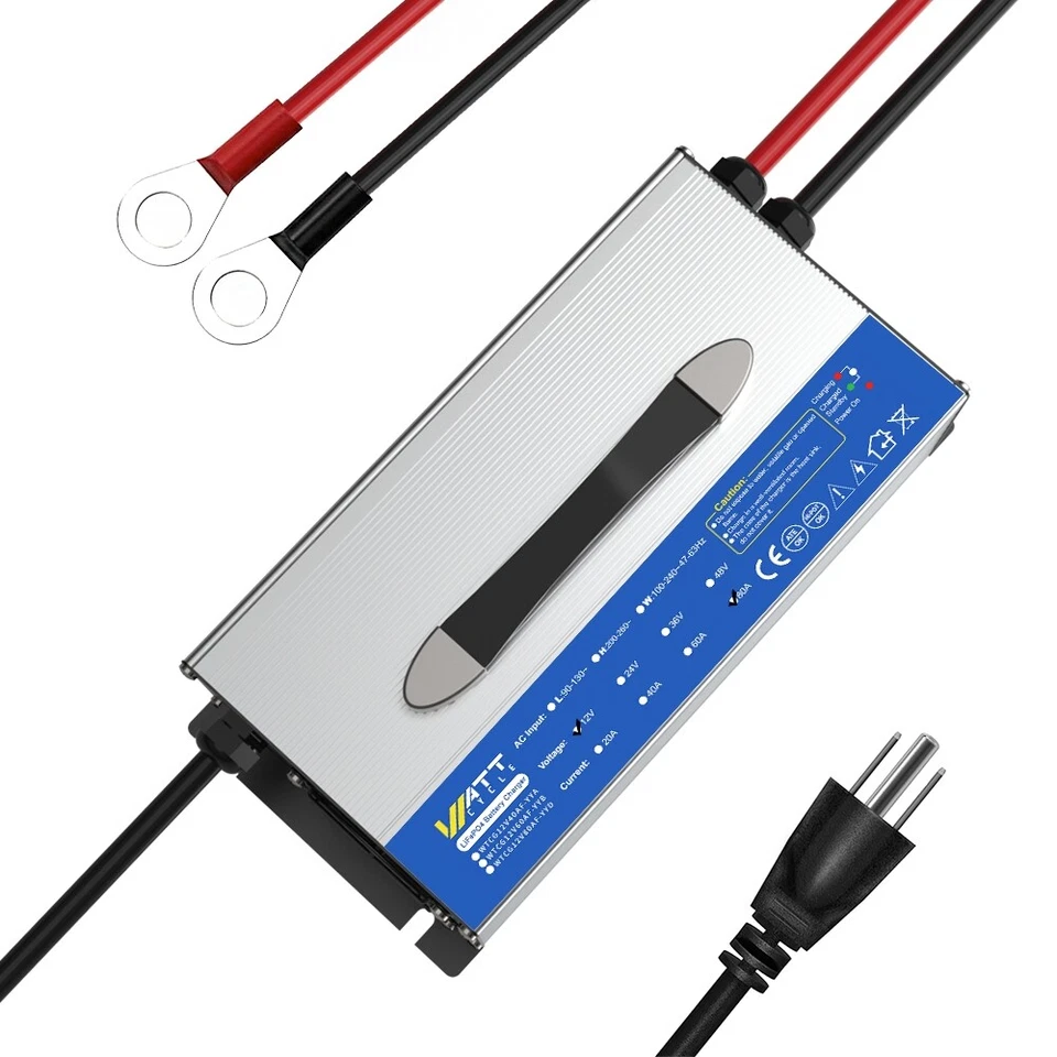 WATTCYCLE 14.6V 80A Lithium LiFePO4 Battery Charger for RV Boat Golf Carts, Aluminum Shell
