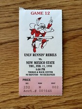 1989-90 UNLV Rebels VS New Mexico State FEB 15th 1990 Game 12 Ticket Stub 002