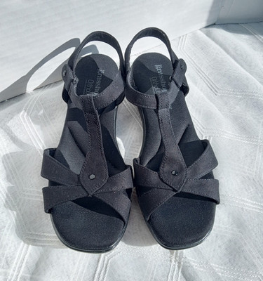Grasshoppers Ortholite Black Open Toe Strappy Sandals Hook & Loop Women 7.5 W 