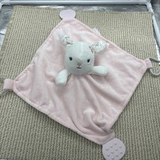 Modern Baby Soft White and Pink Baby Bunny Lovey Security Blanket
