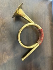 Vintage Brass French Horn Fox Hound Hunting Decor Wall Hang