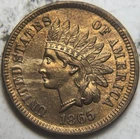 1865 1c Indian Head Cent. Attractive UNC Details, Recolored