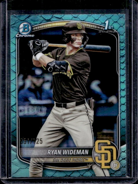 2025 Bowman Draft Ryan Wideman Chrome Aqua Reptilian Refractor 1st #/125 Padres