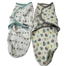 Pre-owned Bundle SwaddleMe Baby Sleep Swaddle SM/MED Cotton Elephants Frogs