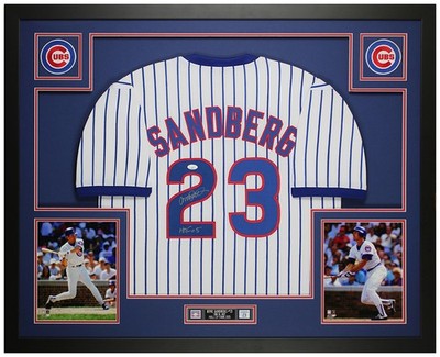 Ryne Sandberg Autographed & Framed White Chicago Jersey JSA Certified
