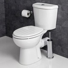 White Wooden Toilet Seat Tongue & Groove Chrome Plated Hinges Fitting Included