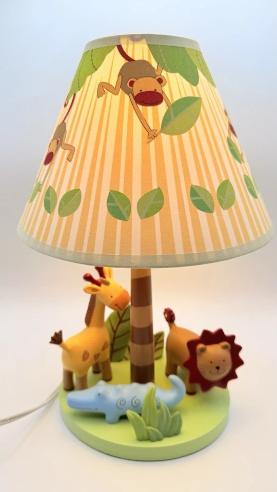 野生动物园丛林动物台灯长颈鹿狮子猴子孩子儿童房装饰15英寸H — 第 2/4 张图片