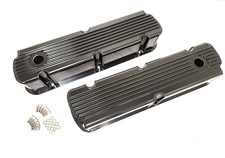 Black Sbf Ford 260 289 302 351w Finned Fabricated Aluminum Tall Valve Covers Set