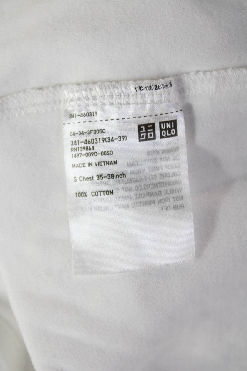 Uniqlo Unisex Long Sleeve Basic T-Shirt White 100% Cotton Size S thumbnail 4