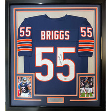 FRAMED Autographed/Signed LANCE BRIGGS 33x42 Chicago Blue Jersey Beckett BAS COA