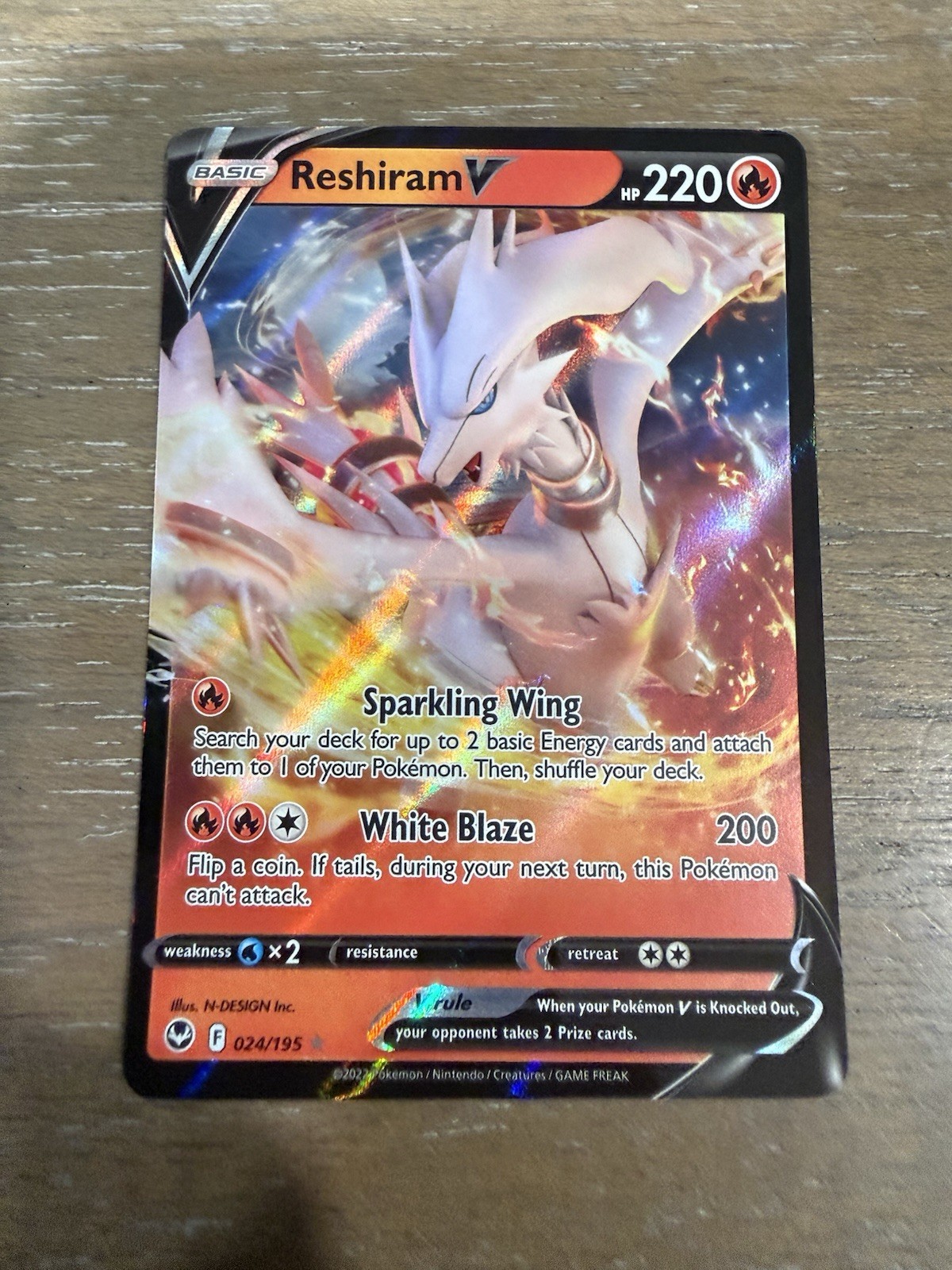 Reshiram V 024/195 Silver Tempest Ultra Rare Holo Pokemon Card NM