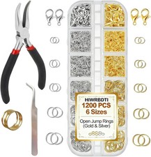 1200Pcs Small Open Jump Rings Jewelry Making Supplies with Pliers, Opener Lobs