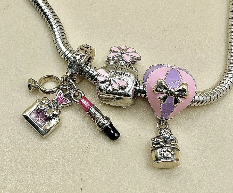 3fach Charm Anhänger Parfum + filigrane Accessoires m. Armband 16+5 cm 🎀 - Bild 3 von 4