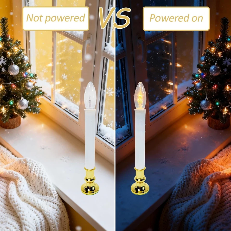 4 Pack Christmas Window Candles with 4 Pack, LED Automatic Timer Candle-Gold  - Image 3 of 4
