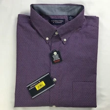 Roundtree Yorke Mens Shirt XL Blue Red Stripes Short Sleeve Untuck Dress Utility