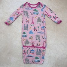 LITTLE SLEEPIES Pink Paris Scenic Sleep Sack Baby Gown Size Newborn NB