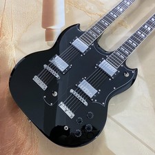 New DOUBLE NECK electric guitar-new 12/6 sg style trans black with cable