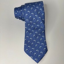 VINEYARD VINES 100 Silk Mens Tie Blue Shark Pattern Necktie Hand Made USA