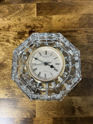 Waterford Crystal Octagonal Gold Face Desk Clock Quartz Made In Ireland (Not...