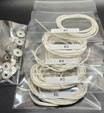 square braided cotton wick #2, #3, #4, #5, and #6 sample 2 yards of each