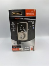 Defiant Square Satin Nickel Wi-Fi Electronic Deadbolt Smart Lock by Hubspace