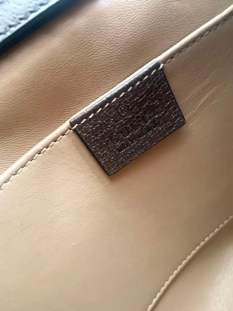 GUCCI Diana Jumbo GG Small Tote Handbag 660195 Leather Beige Dark Brown Auth thumbnail 11