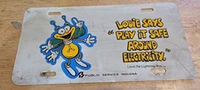Louie the Lightning Bug Booster License Plate IN Play It Safe Around Electricity