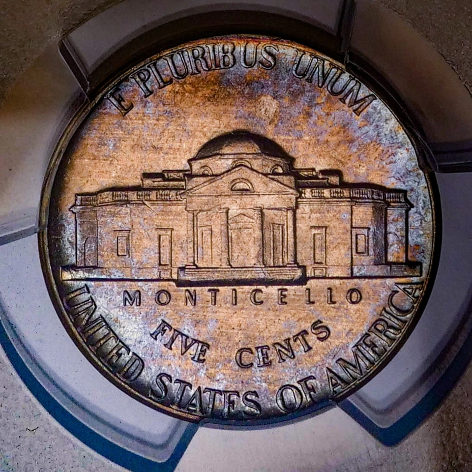 1972-D Jefferson Nickel PCGS MS64 Rainbow Toned 🌈 Toning TrueView - Image 2 of 4