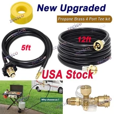 5FT & 12FT RV Propane Kit Propane Brass Tee Adapter Kit 4-Port Propane Brass Tee