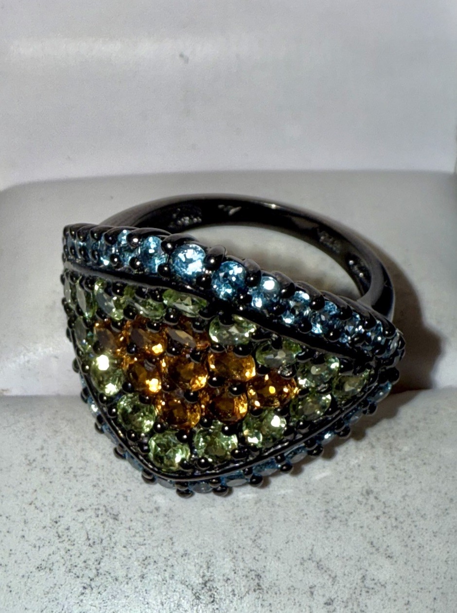 ESTATE Toned Solid Sterling Silver Round-Cut Mixe… - image 5