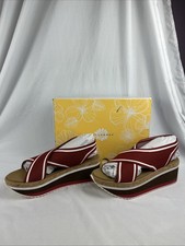 New Yellow Box Airlee Wedge Red White Comfort Sandal Women s Size 10 M