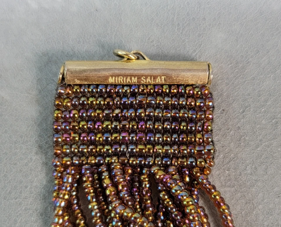 Подписанный MIRIAM SALAT плетеный бисер ошейник регулируемый ожерелье - Изображение 4 из 4