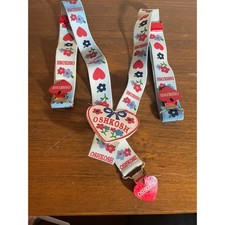Vintage OshKosh Bgosh Kids Suspenders Heart Floral Blue Red Y-Back Adjustable