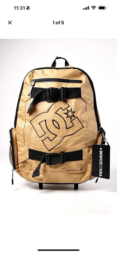 NUEVO CON ETIQUETAS DC Zapatos Logo NUEVO Hombres Marrón Patinador Mochila Mediana Viaje Escuela Camping Foto 4 de 4