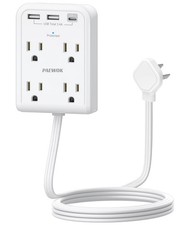 Flat Plug Power Strip, Outlet Extender Stick with USB C Ports