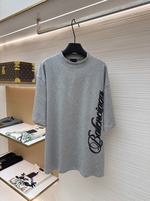 Balenciaga Man's Grey Embroidered T-shirt, Size M, Also Available in XS, S, L