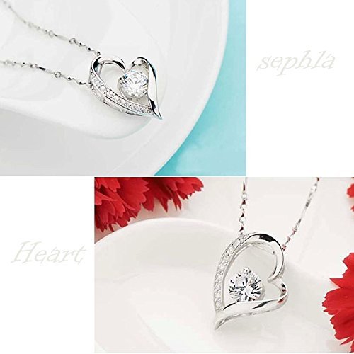 14K White Gold Sterling Silver Lover Heart Pendant Necklace Jewelry Women Lady
