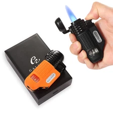 Galiner Plastic Cigar Lighter With Punch 4 Jet Blue Flame Gas Torch W/ Gift Box
