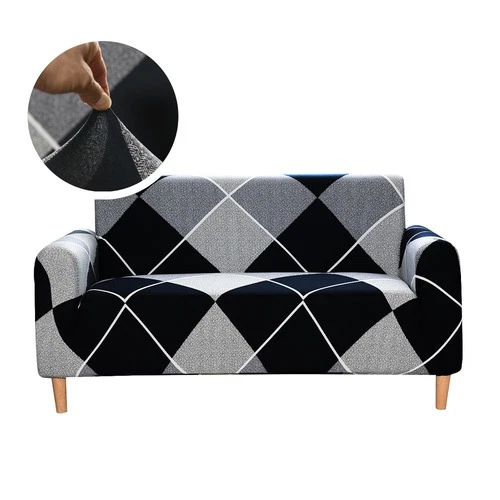 Black and 2024 white plaid sofa