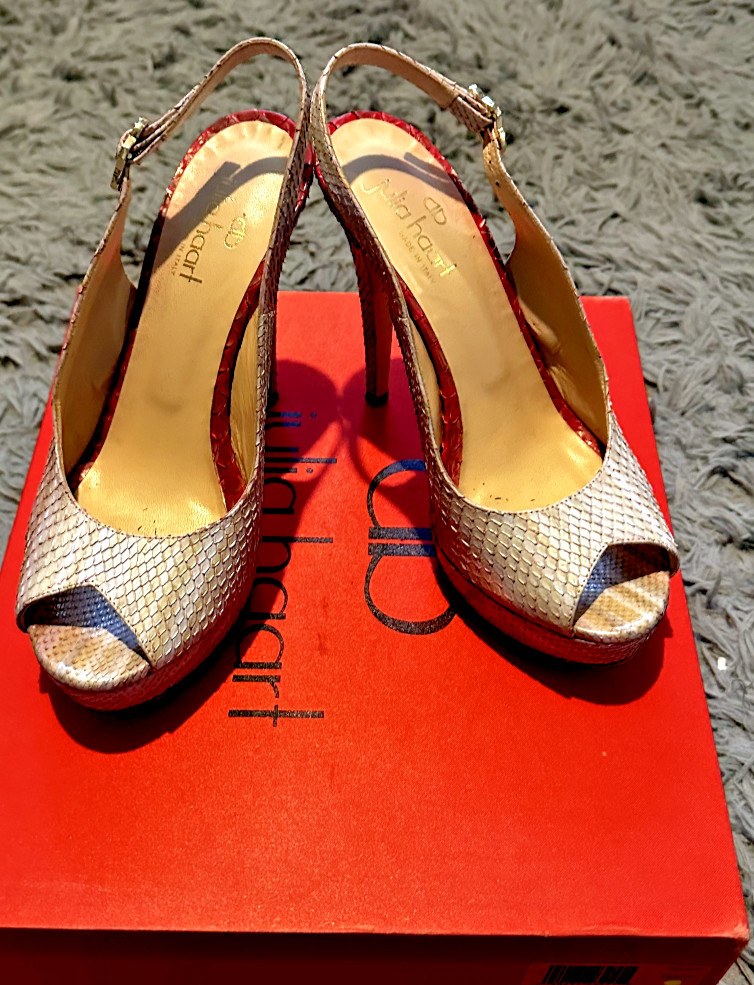 Julia Haart - Pink Python Peep  toe platform shoe… - image 5