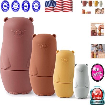 4-Pc Silicone Bear Nesting Dolls: Educational Montessori Toy for Toddlers