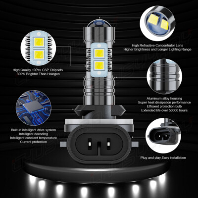 3-Pack 881 LED Headlight Bulbs For Polaris Sportsman – 270W Total, 6000K, Super White