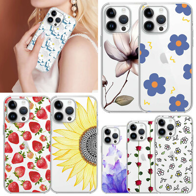 Flexible Soft TPU Phone Case Flower Cover For Apple iPhone 16 Pro Max 15 14 13
