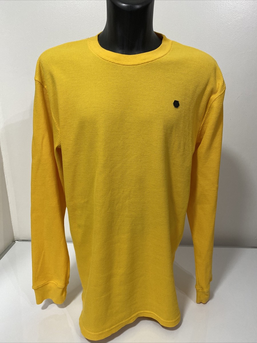 Southpole Men's Yellow Waffle Pullover Crew Neck Long Sleeve