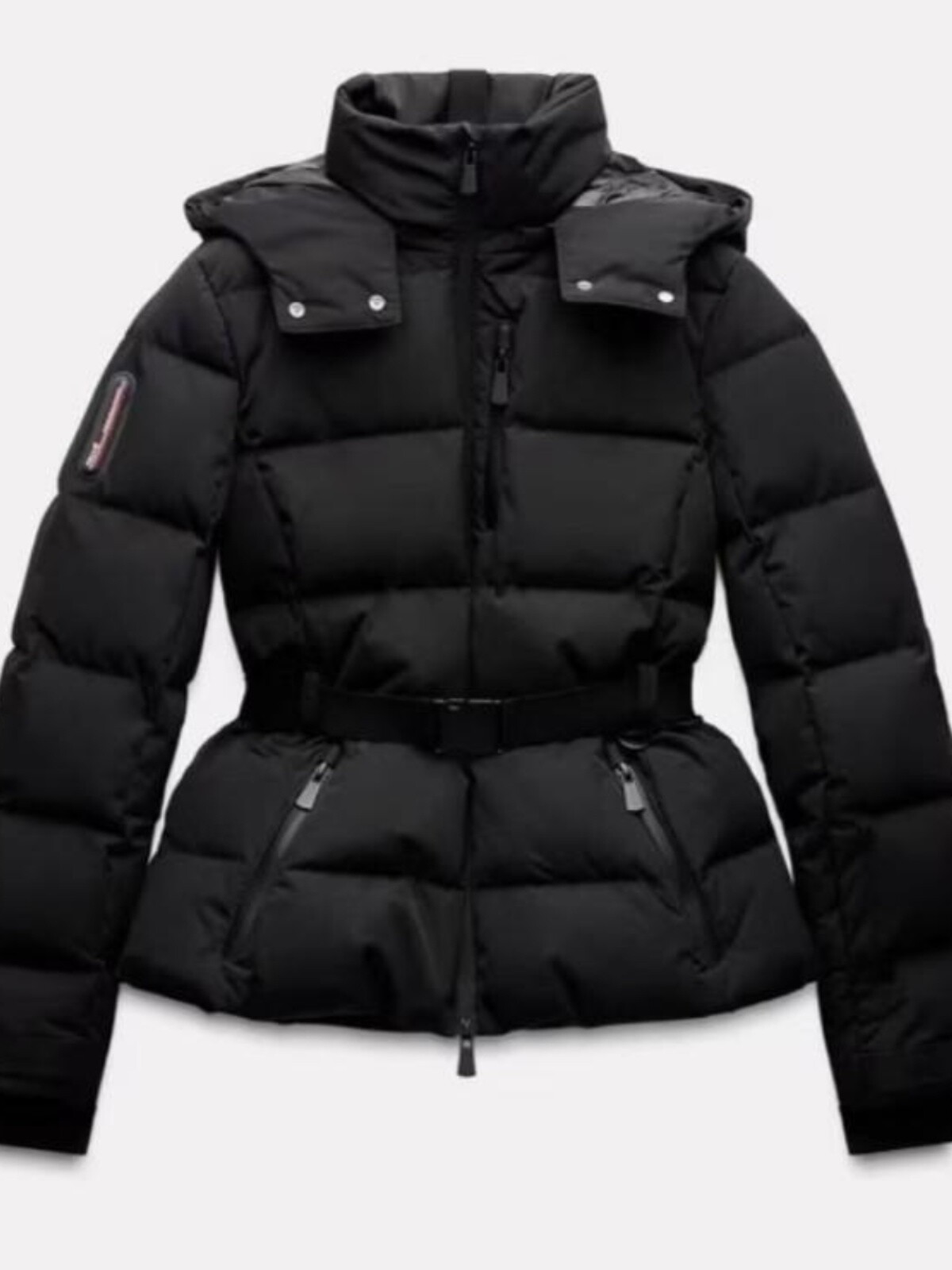 ZARA Womens Multi-Color Down Cotton Ski Jacket with Waist Detail