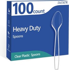 100 Count Plastic Spoons,Heavy Plastic Silverware,Premium Disposable Spoons, BPA