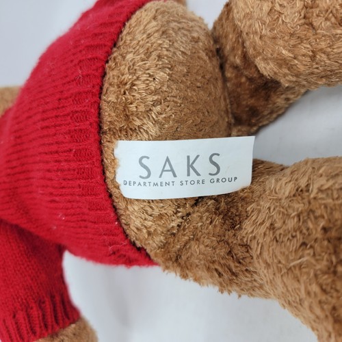 Saks Fifth 5th Ave TEDDYBÄR Plüschtier 12" rote Flagge Pullover USA Spielzeug Vintage 2001 - Bild 8 von 9