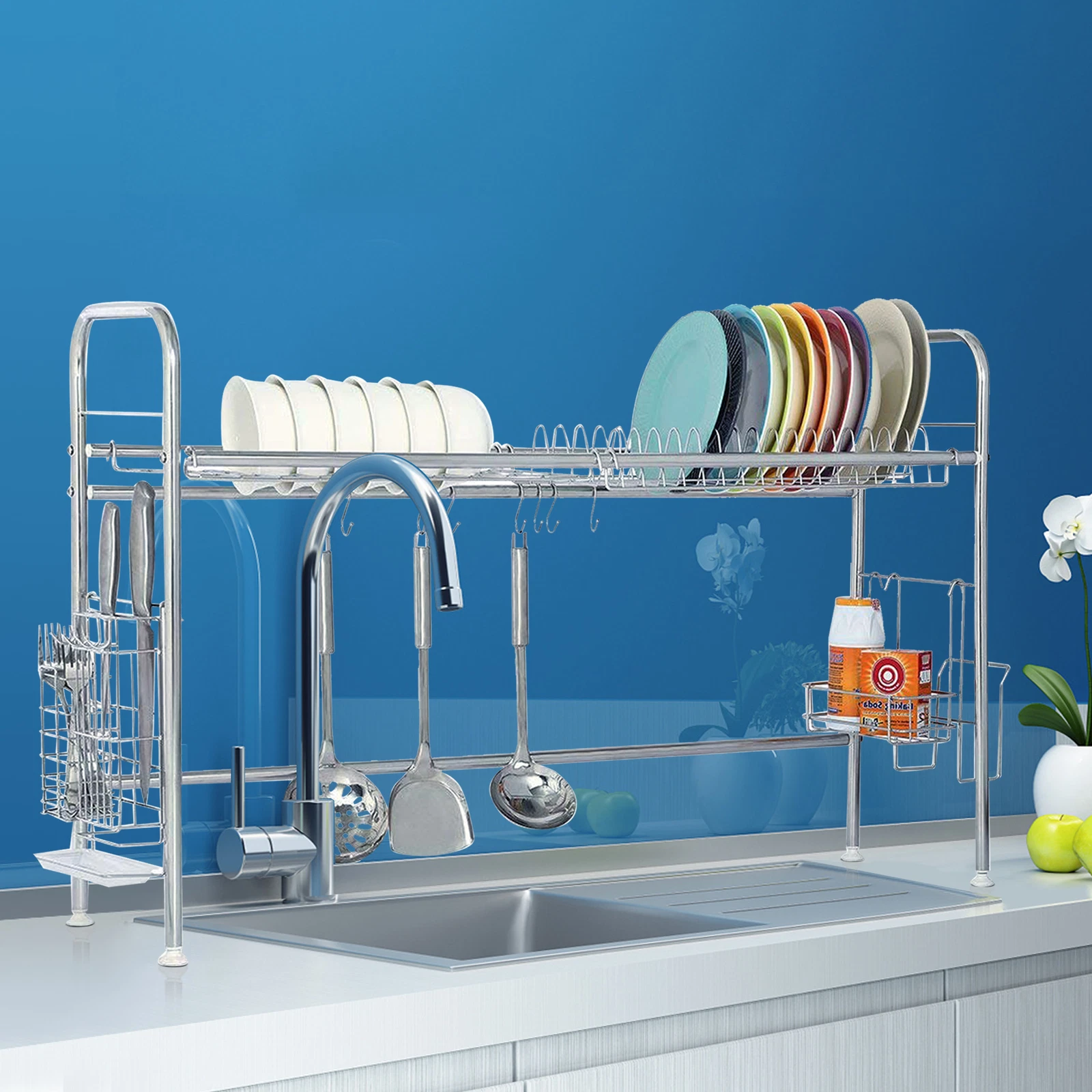 Over The Sink Dish Drying Rack Stainless Steel Kitchen Organizer Cutlery Drainer
Opens in a new wind